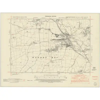 1950 Map of Northamptonshire XLIII.SE, 1952 Print