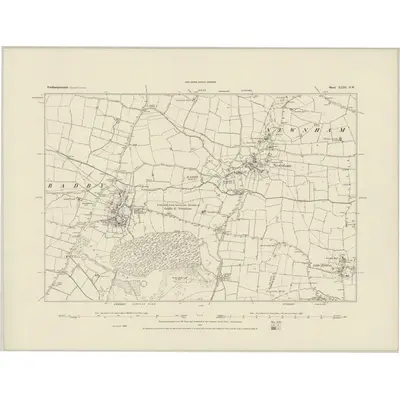 1883 Map of Northamptonshire XLIII.SW, 1884 Print