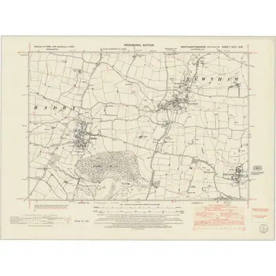 1950 Map of Northamptonshire XLIII.SW, 1952 Print