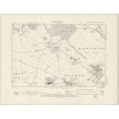 1899 Map of Northamptonshire XLIV.NE, 1901 Print