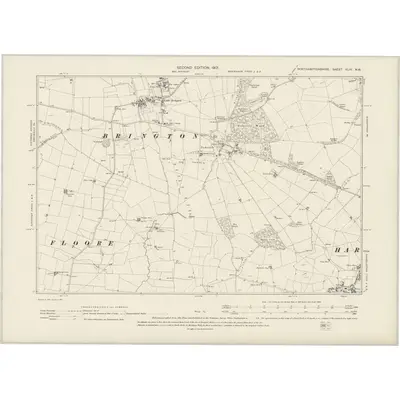 1899 Map of Northamptonshire XLIV.NW, 1901 Print