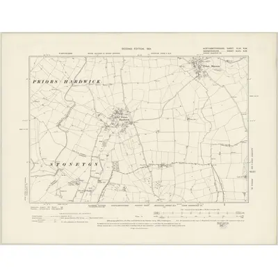 1899 Map of Northamptonshire XLIX.NW, 1901 Print