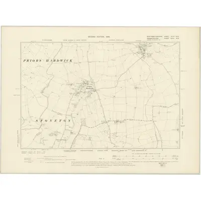 1899 Map of Northamptonshire XLIX.NW, 1906 Print