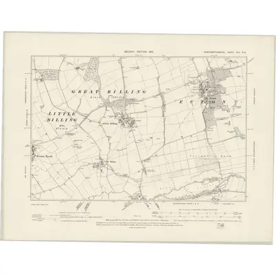 1899 Map of Northamptonshire XLV.NE, 1901 Print