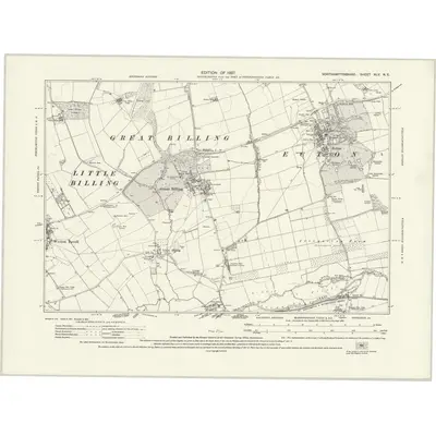 1923 Map of Northamptonshire XLV.NE, 1927 Print