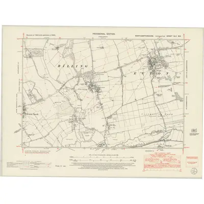 1950 Map of Northamptonshire XLV.NE, 1952 Print