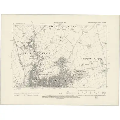 1899 Map of Northamptonshire XLV.NW, 1901 Print