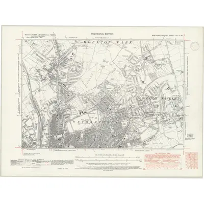 1938 Map of Northamptonshire XLV.NW, 1947 Print