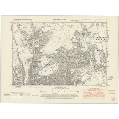 1950 Map of Northamptonshire XLV.NW, 1952 Print