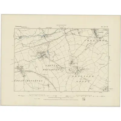 1883 Map of Northamptonshire XLV.SE, 1884 Print