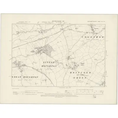 1899 Map of Northamptonshire XLV.SE, 1901 Print