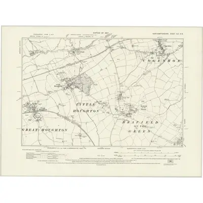 1923 Map of Northamptonshire XLV.SE, 1927 Print