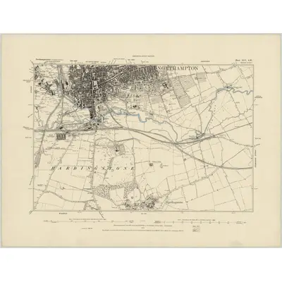 1883 Map of Northamptonshire XLV.SW, 1885 Print