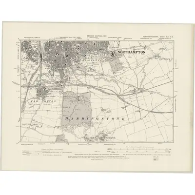 1899 Map of Northamptonshire XLV.SW, 1901 Print