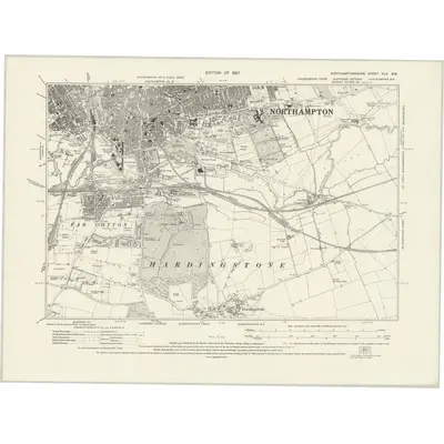 1923 Map of Northamptonshire XLV.SW, 1927 Print