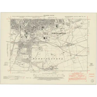 1950 Map of Northamptonshire XLV.SW, 1952 Print