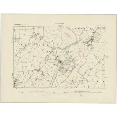 1883 Map of Northamptonshire XLVI.SW, 1884 Print