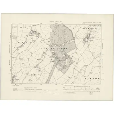 1899 Map of Northamptonshire XLVI.SW, 1901 Print