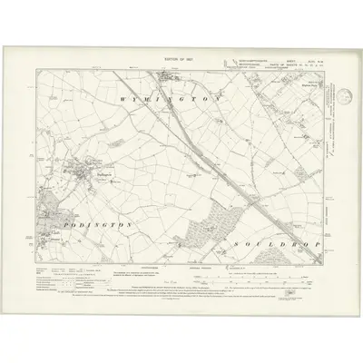 1923 Map of Northamptonshire XLVII.NW, 1939 Print