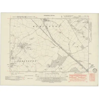 1938 Map of Northamptonshire XLVII.NW, 1949 Print