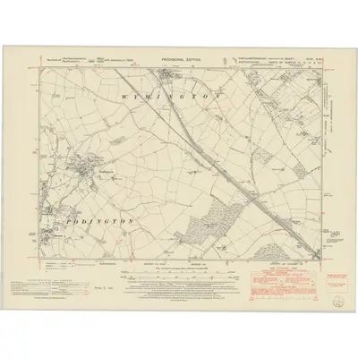 1950 Map of Northamptonshire XLVII.NW, 1952 Print