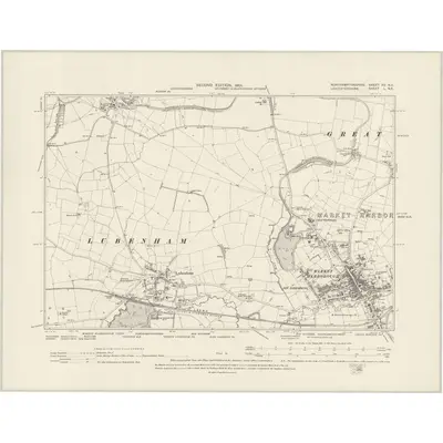 1899 Map of Northamptonshire XV.NE, 1901 Print