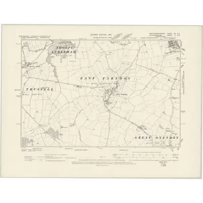 1899 Map of Northamptonshire XV.SE, 1901 Print