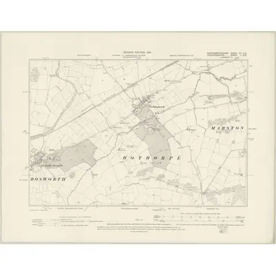 1899 Map of Northamptonshire XV.SW, 1901 Print