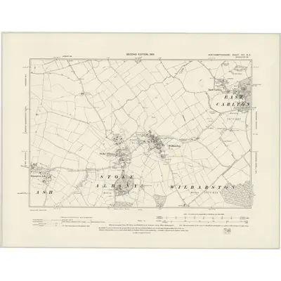 1899 Map of Northamptonshire XVI.NE, 1901 Print
