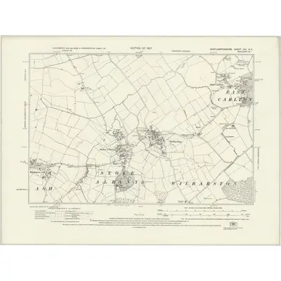 1923 Map of Northamptonshire XVI.NE, 1927 Print