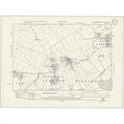 1923 Map of Northamptonshire XVI.NE, 1933 Print