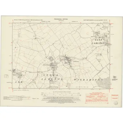 1950 Map of Northamptonshire XVI.NE, 1952 Print