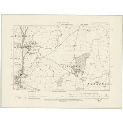 1899 Map of Northamptonshire XVI.NW, 1901 Print
