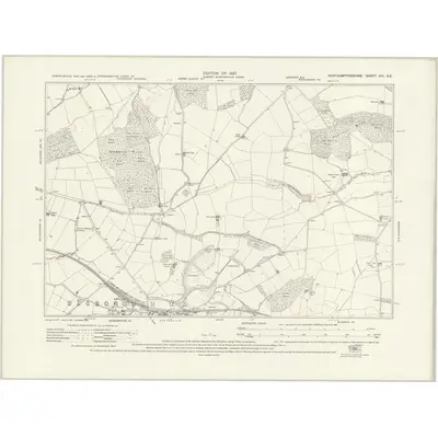 1924 Map of Northamptonshire XVI.SE, 1927 Print