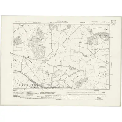 1924 Map of Northamptonshire XVI.SE, 1933 Print