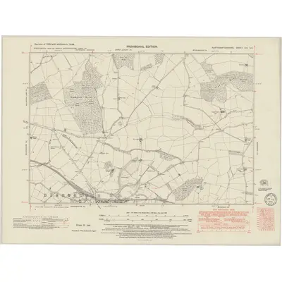 1938 Map of Northamptonshire XVI.SE, 1949 Print