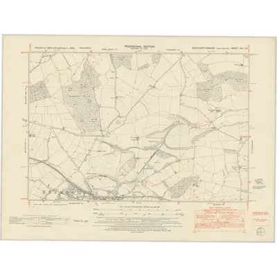 1950 Map of Northamptonshire XVI.SE, 1952 Print
