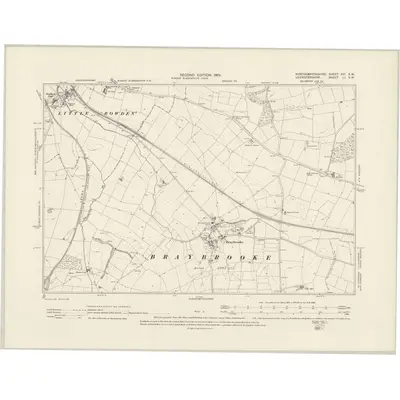 1899 Map of Northamptonshire XVI.SW, 1901 Print