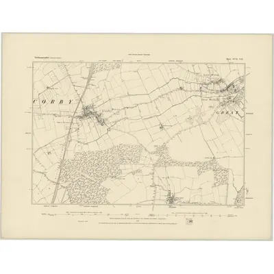 1884 Map of Northamptonshire XVII.NE, 1885 Print