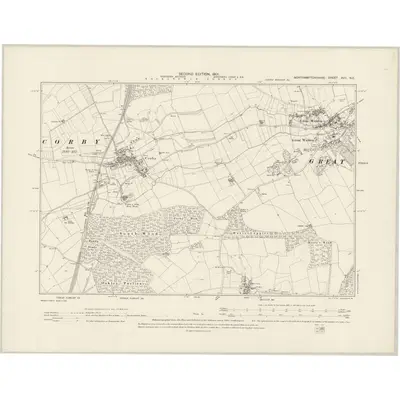1899 Map of Northamptonshire XVII.NE, 1901 Print