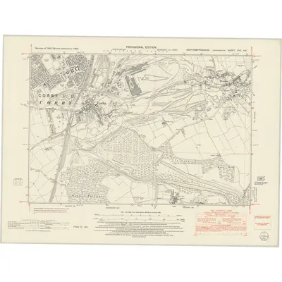 1950 Map of Northamptonshire XVII.NE, 1952 Print