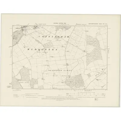 1899 Map of Northamptonshire XVII.NW, 1901 Print