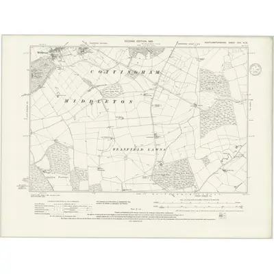 1899 Map of Northamptonshire XVII.NW, 1936 Print