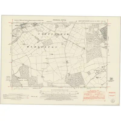 1950 Map of Northamptonshire XVII.NW, 1952 Print