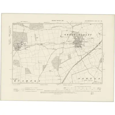 1899 Map of Northamptonshire XVII.SW, 1901 Print