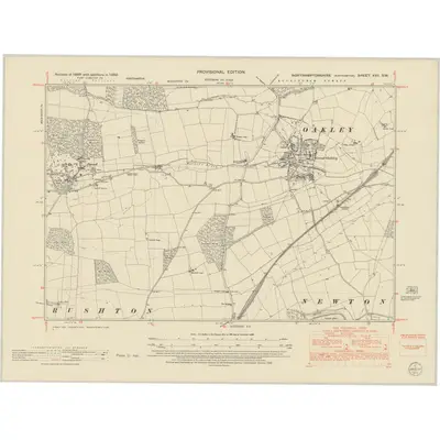 1950 Map of Northamptonshire XVII.SW, 1952 Print