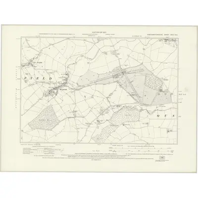 1924 Map of Northamptonshire XVIII.NE, 1927 Print