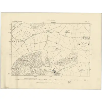 1884 Map of Northamptonshire XVIII.NW, 1885 Print