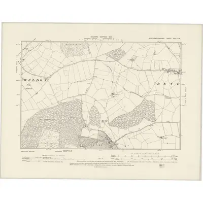 1899 Map of Northamptonshire XVIII.NW, 1901 Print