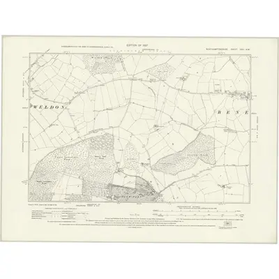 1924 Map of Northamptonshire XVIII.NW, 1927 Print